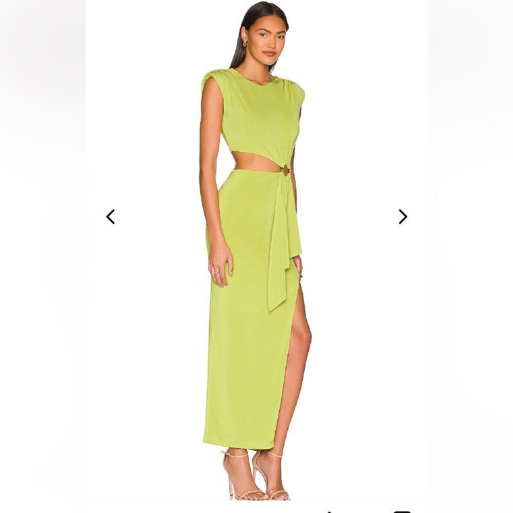 NWT Lovers and Friends encore chartreuse maxi dress cut out stretch Revolve M - Picture 2 of 12
